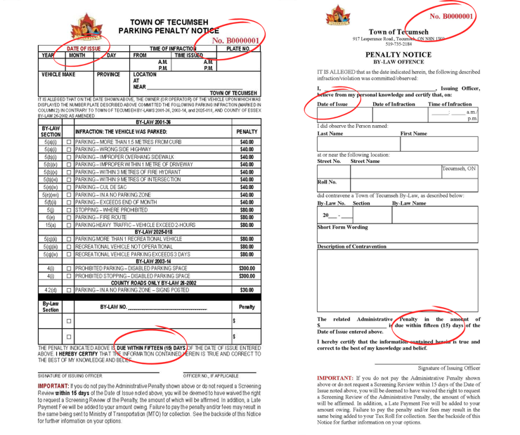 examples of both penalty notices