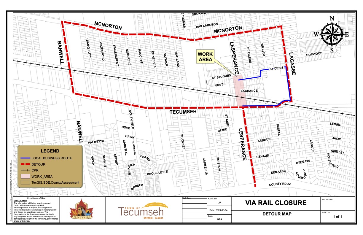 detour map for lesperance rd