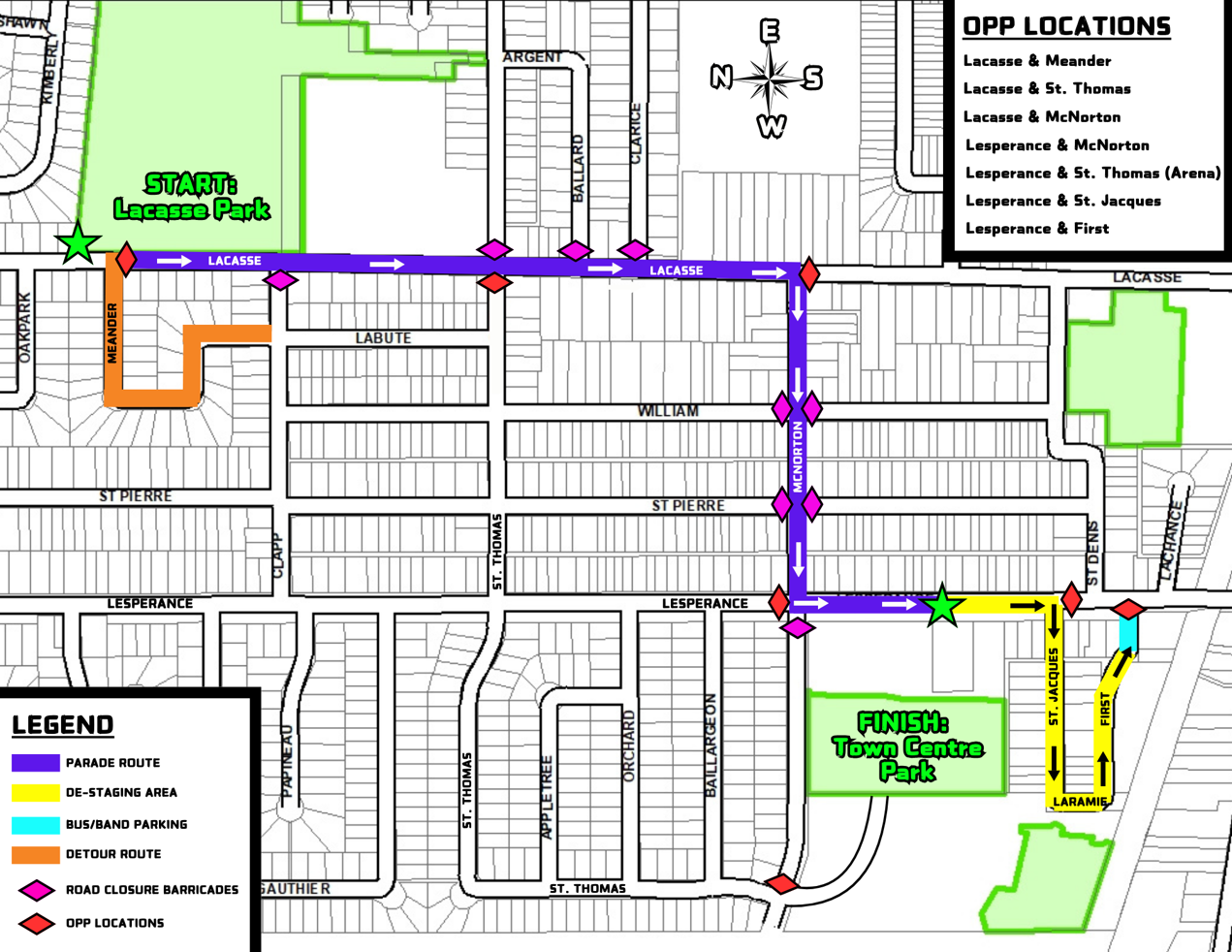 map for christmas in tecumseh parade